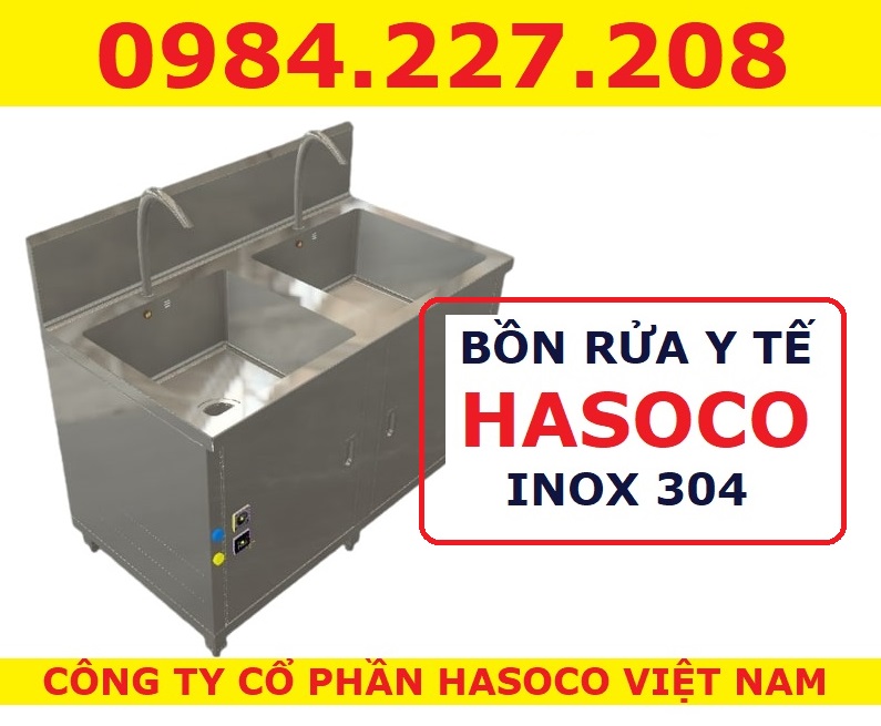 Bồn tửa tay phẫu thuật Inox 2 vòi SUS 304 rất vững chắc được gắn vào ống cấp nước chính để lọc cặn bẩn trong nước